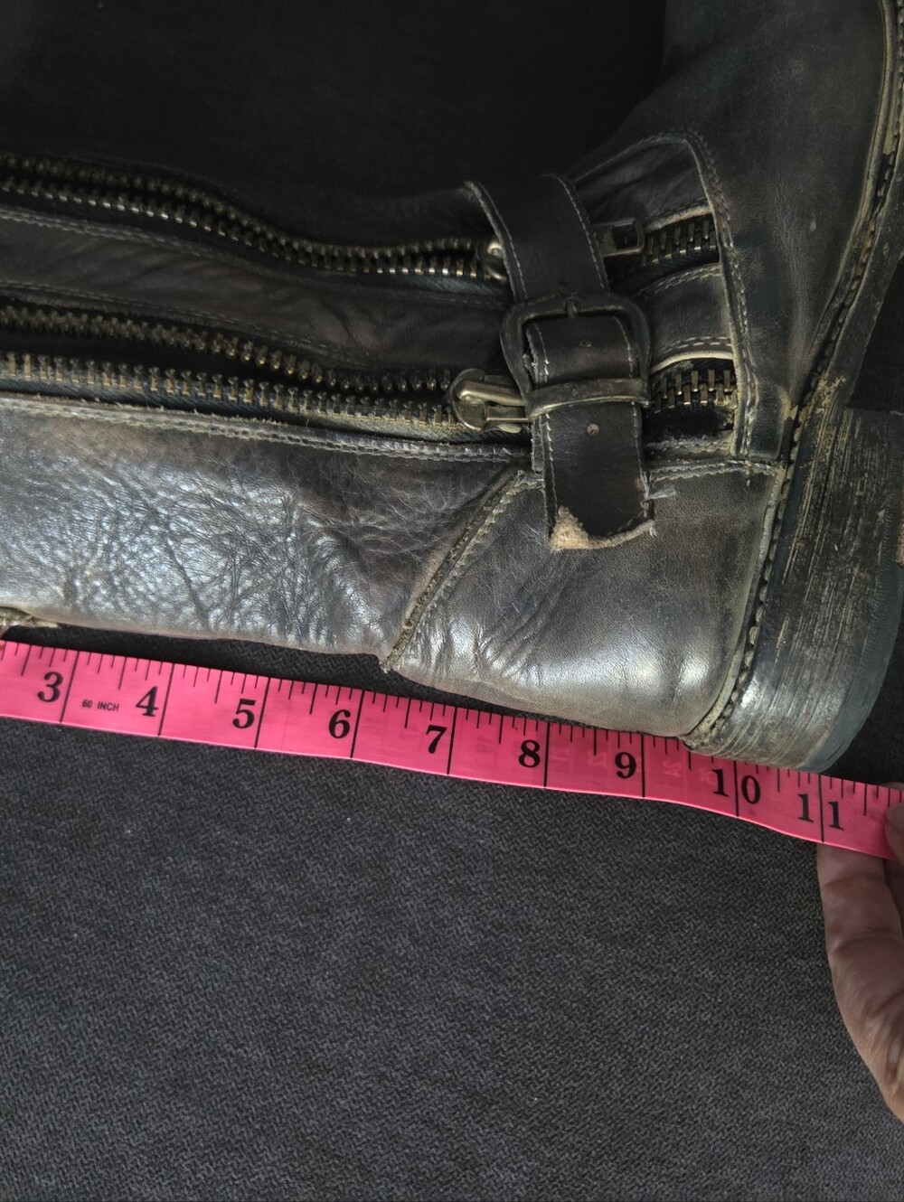 Brown Leather Motorcycle Boots with Side Zippers - Picture 8 of 10